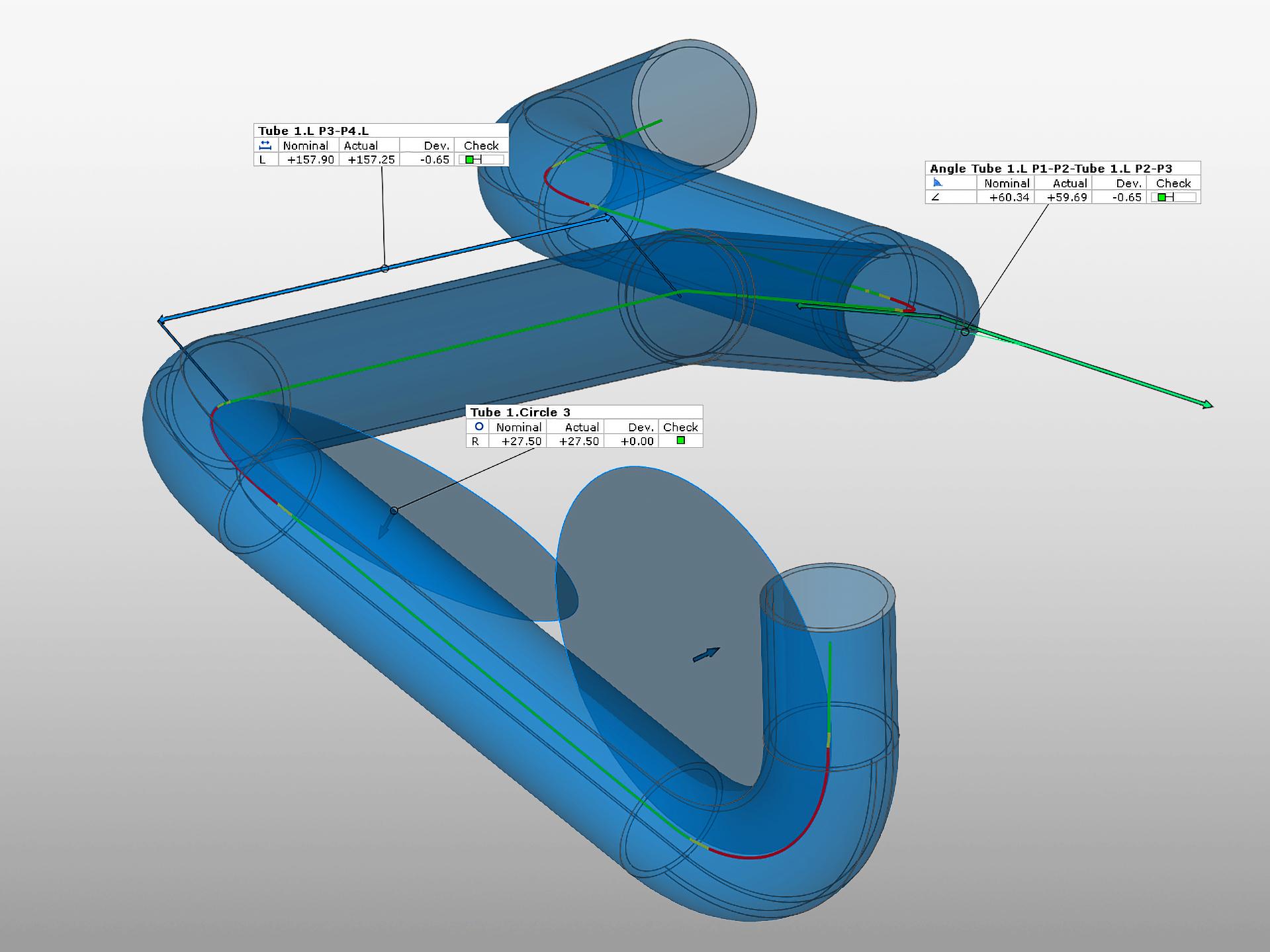Determination of bending correction parameters with Tube Check for ZEISS INSPECT
