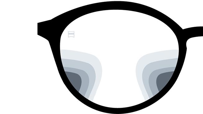 Visualisation of ZEISS SmartLife Progressive Pure lenses. The image shows the look through the lenses.